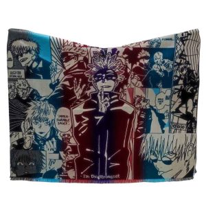 Poncho Jujutsu Kaisen con diseño de Gojo Satoru y escenas del manga.