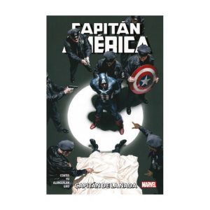 Portada del cómic Capitán América: Capitán de la Nada, con el Capitán América rodeado por policías en una escena de tensión.