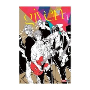 Portada del tomo 2 del manga Given de Natsuki Kizu, mostrando a los miembros de la banda tocando en el escenario con sus instrumentos.