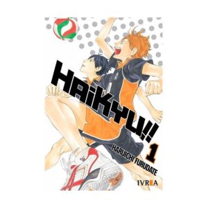 Hinata y Kageyama saltando para bloquear en la portada de Haikyu!! Volumen 1.