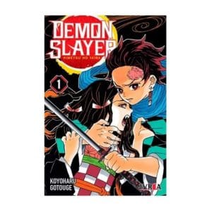 Portada del manga "Demon Slayer" volumen 1 de Koyoharu Gotouge, con Tanjiro y Nezuko en una pose de protección.