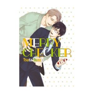 Dos personajes masculinos en una pose cercana y amigable en la portada del manga "Merry Checker" de Tsuta Suzuki.