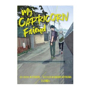 Portada del manga "My Capricorn Friend" de Otsuichi y Masaru Miyokawa, mostrando a dos adolescentes caminando por una calle suburbana.