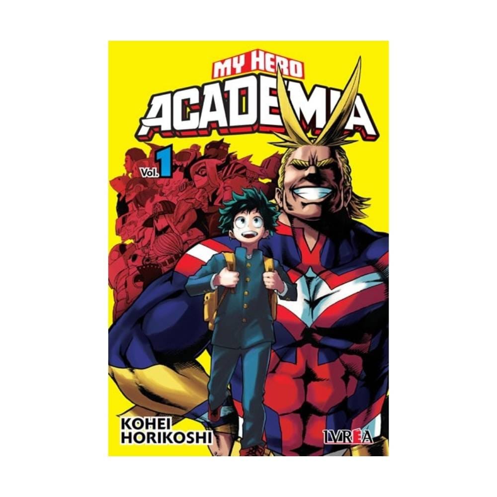 Deku y All Might en la portada de My Hero Academia Vol. 1.