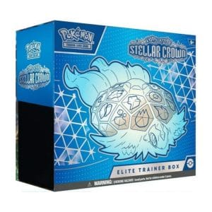 Elite Trainer Box Stellar Crown de Pokémon TCG con diseño exclusivo de Scarlet & Violet.