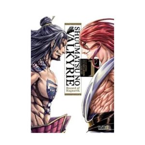 Portada del manga "Shuumatsu no Valkyrie: Record of Ragnarok" mostrando el enfrentamiento entre dos guerreros musculosos.