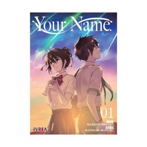 Taki y Mitsuha protagonistas de "Your Name" de espaldas al atardecer en portada del volumen 1.