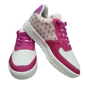 Zapatillas inspiradas en Nezuko de Demon Slayer, con diseño rosado y blanco