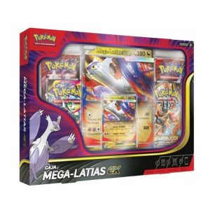 Caja Pokémon Caja Mega-Latias ex en español con carta gigante, carta promo y sobres de expansión.