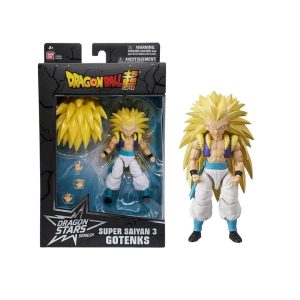 Figura Super Saiyan 3 Gotenks Dragon Stars de Bandai Namco en empaque con accesorios de manos.