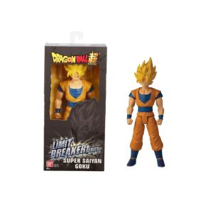 Figura Super Saiyan Goku Dragon Ball Limit Breaker Series de Bandai Namco de 30 cm en su caja.