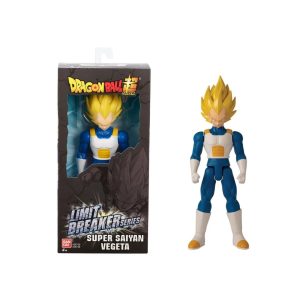 Figura Super Saiyan Vegeta Dragon Ball Limit Breaker Series de Bandai Namco de 30 cm en su caja.