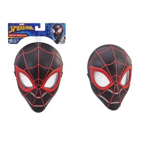 Máscara de Miles Morales Spider-Man de Marvel Hasbro en color negro con telarañas rojas.