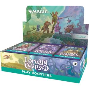 Caja de Play Boosters Magic: The Gathering Lorwyn Eclipsado con arte de elfos y kithkin.