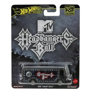 Hot Wheels Premium MTV Headbangers Ball HW Tour Bus con llantas Real Riders y cuerpo de metal.