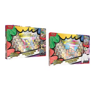 Colección de pósteres Premium Pokémon de Mega Lucario y Mega Gardevoir con sobres de cartas Ascended Heroes.